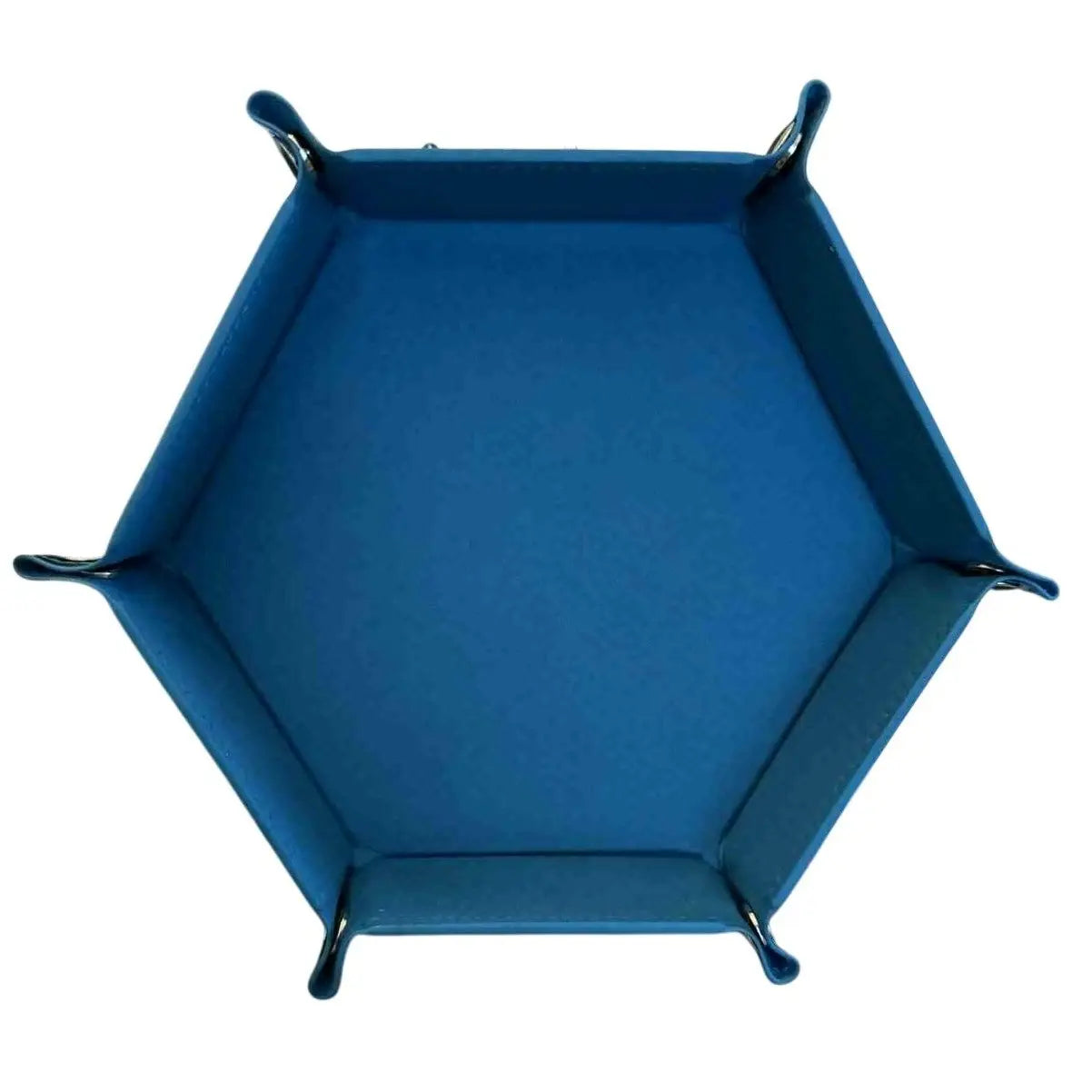 Premium Hexagonal Leather Dice Tray with Snap Closure - Dark Teal / Black Gaming Accessory - MOD Shop LLC