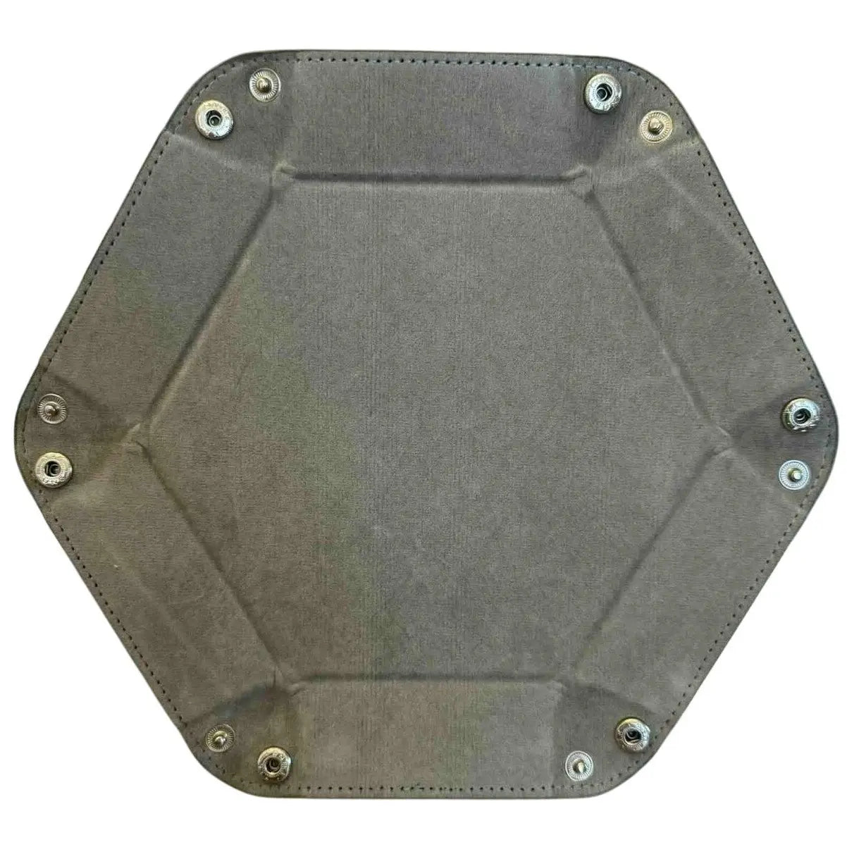 Premium Hexagonal Leather Dice Tray with Snap Closure - Gray / Black Gaming Accessory - MOD Shop LLC