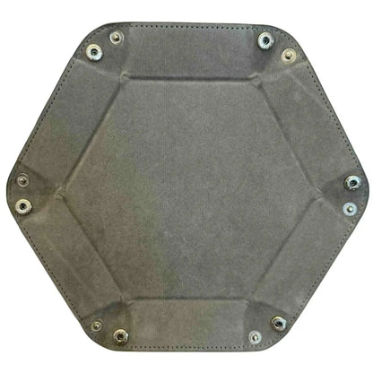 Premium Hexagonal Leather Dice Tray with Snap Closure - Gray / Black Gaming Accessory - MOD Shop LLC