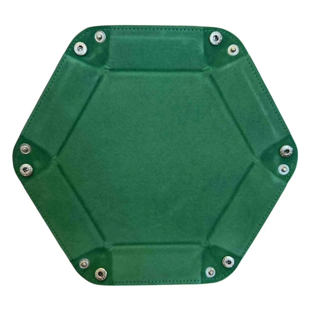 Premium Hexagonal Leather Dice Tray with Snap Closure - Hunter Green / Black Gaming Accessory - MOD Shop LLC