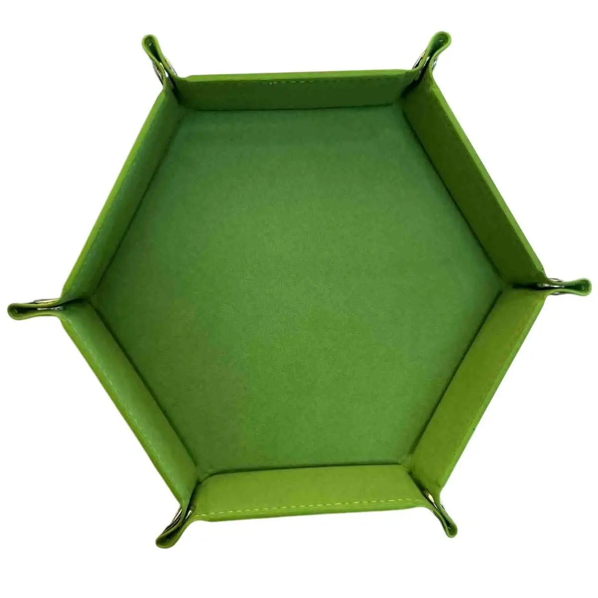 Premium Hexagonal Leather Dice Tray with Snap Closure - Lime Green / Black Gaming Accessory - MOD Shop LLC