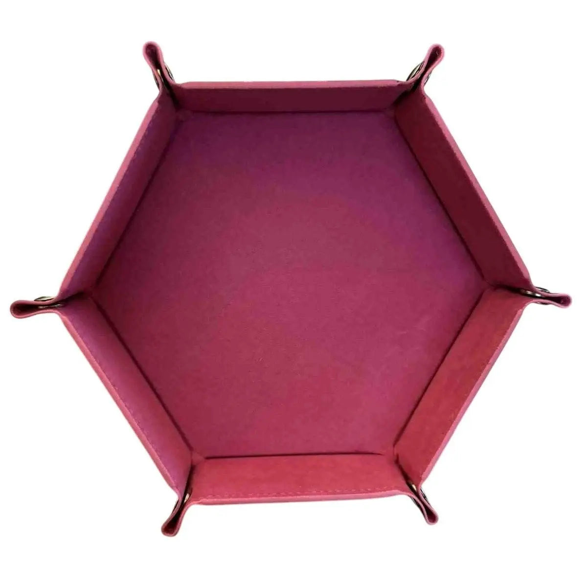 Premium Hexagonal Leather Dice Tray with Snap Closure - Pink / Black Gaming Accessory - MOD Shop LLC