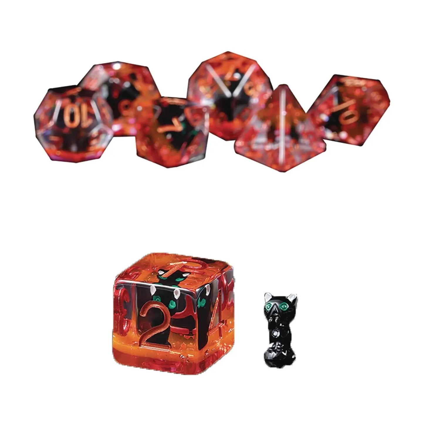 Resin Dice - Black Cat - 7 pc Set - MOD Shop LLC
