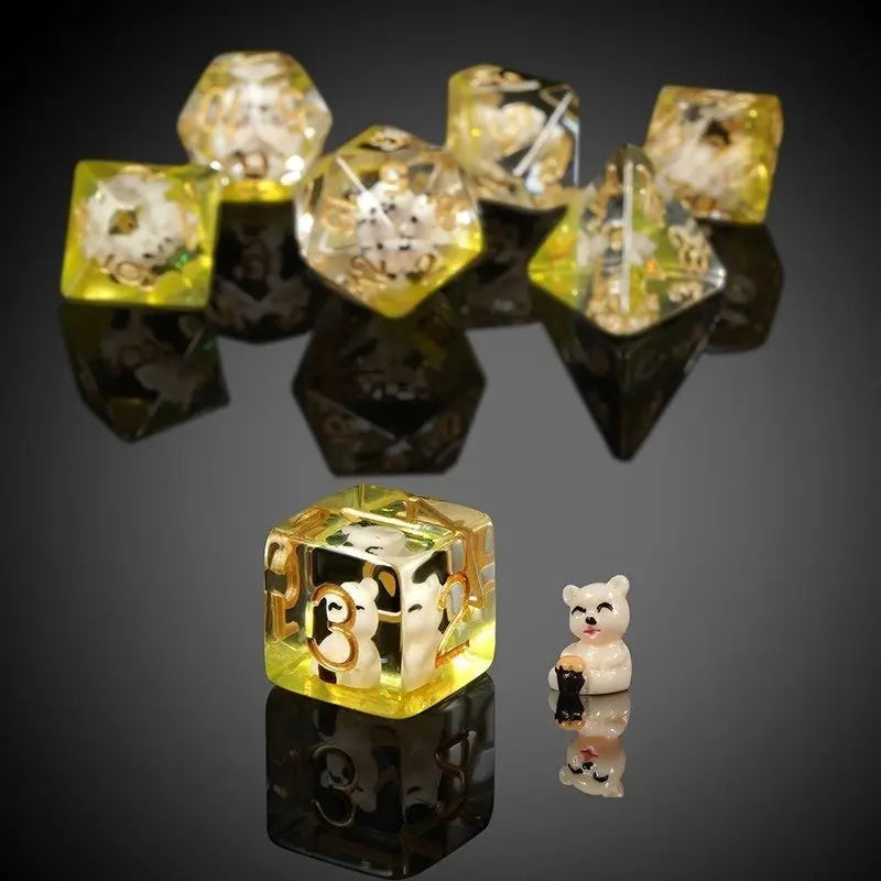 Resin Dice - Honey Bear - 7 pc Set - MOD Shop LLC