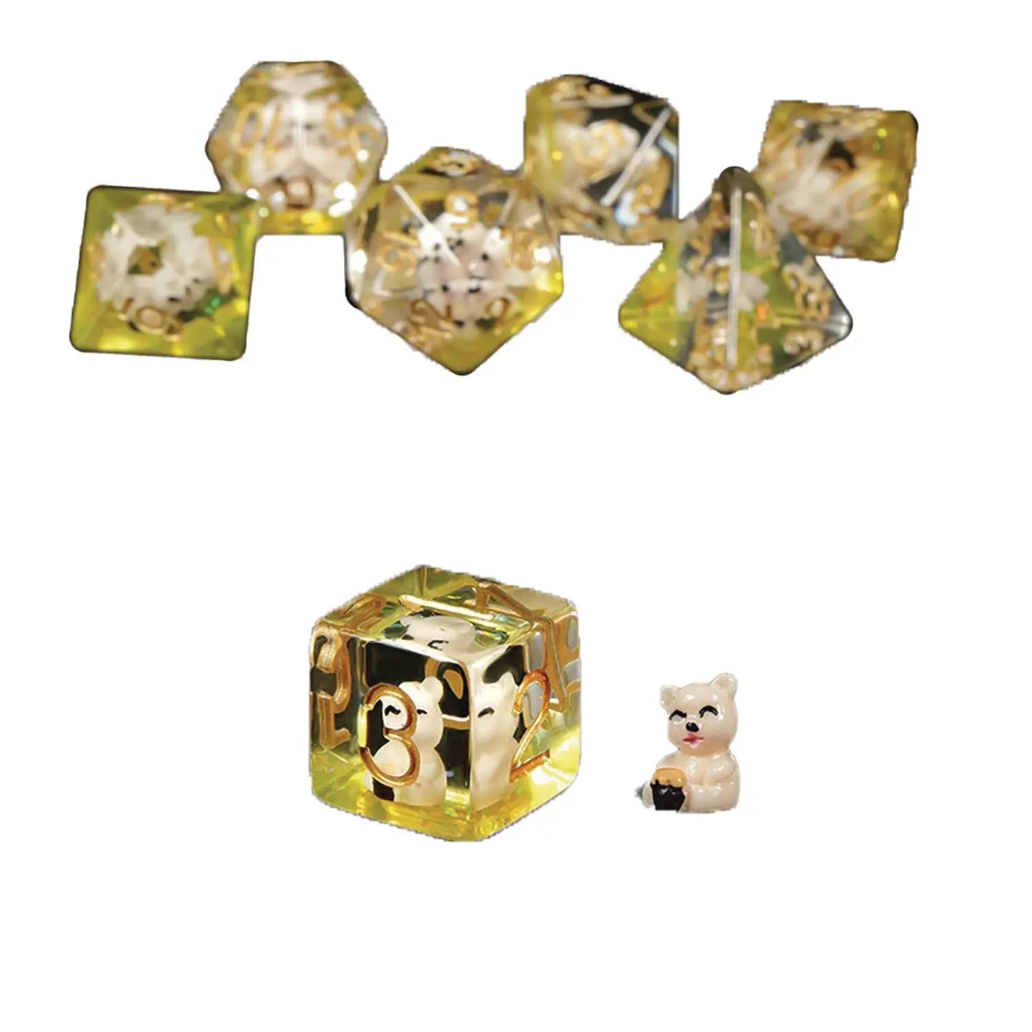 Resin Dice - Honey Bear - 7 pc Set - MOD Shop LLC