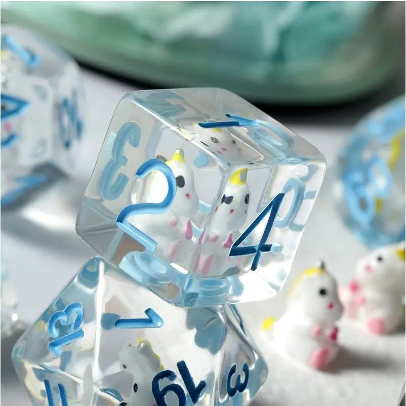 Resin Dice - Unicorn - 7 pc Set - MOD Shop LLC