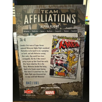 Team Affiliations TA - 4 BLUE FOIL Slash Parallel Fleer Ultra Wolverine 47/181 - MOD Shop LLC