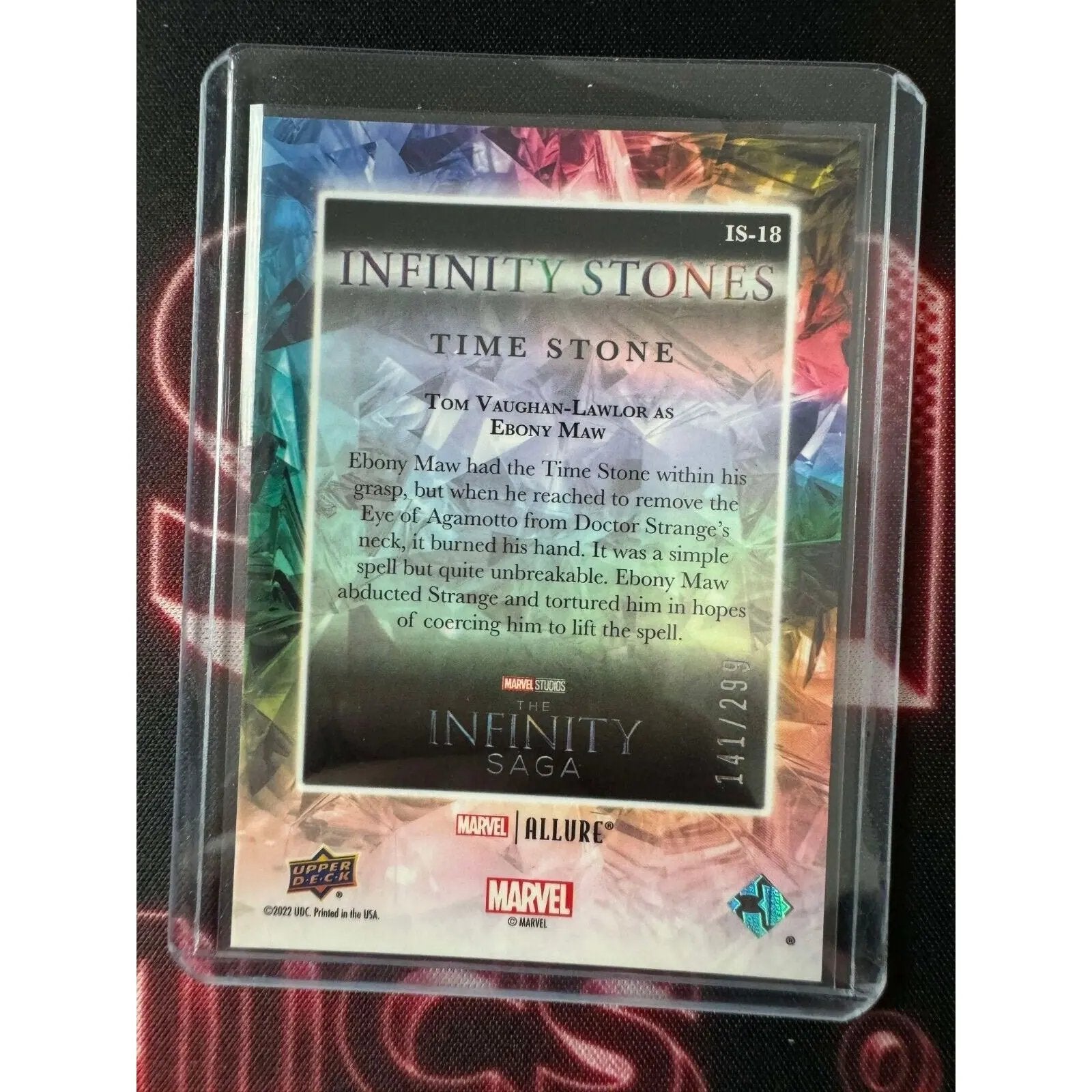 Tom Vaughan - Lawlor as Ebony Maw Marvel Allure Infinity Stone Time Stone 141/299 - MOD Shop LLC