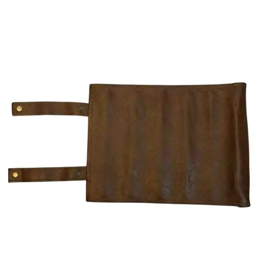 Vintage Brown Faux Leather Gaming Dice Roll & Playmat Set with Metal Snap Closure - MOD Shop LLC