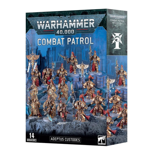 Warhammer 40,000 Combat Patrol: Adeptus Custodes - 14 Elite Golden Miniatures Set | Perfect Starter Army | Games Workshop Official - MOD Shop LLC