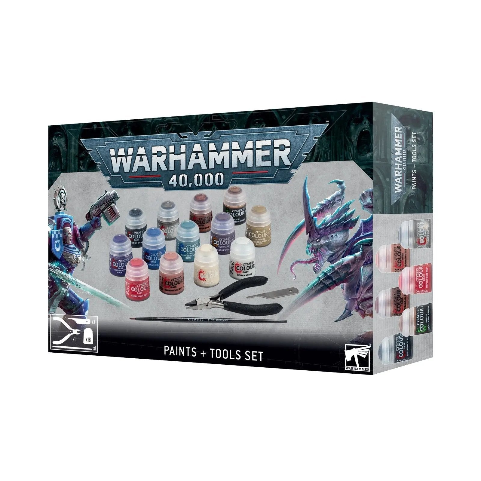 Warhammer 40,000 Essential Painting and Modeling Tools Set - 13 Citadel Paints with Hobby Tools Starter Kit - MOD Shop LLC