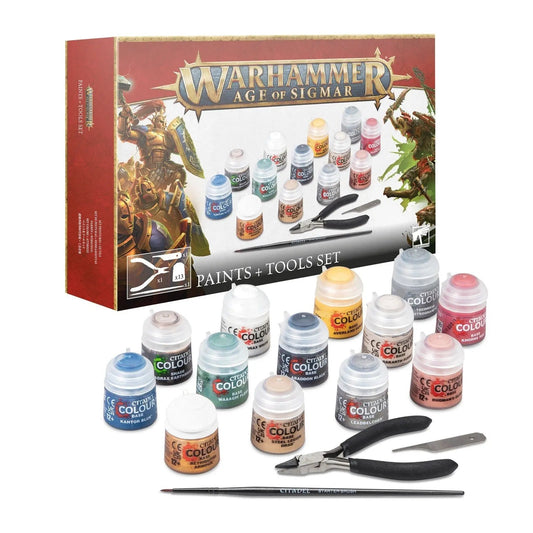 Warhammer Age of Sigmar Paints + Tools Set | Complete Miniature Painting Starter Kit - MOD Shop LLC