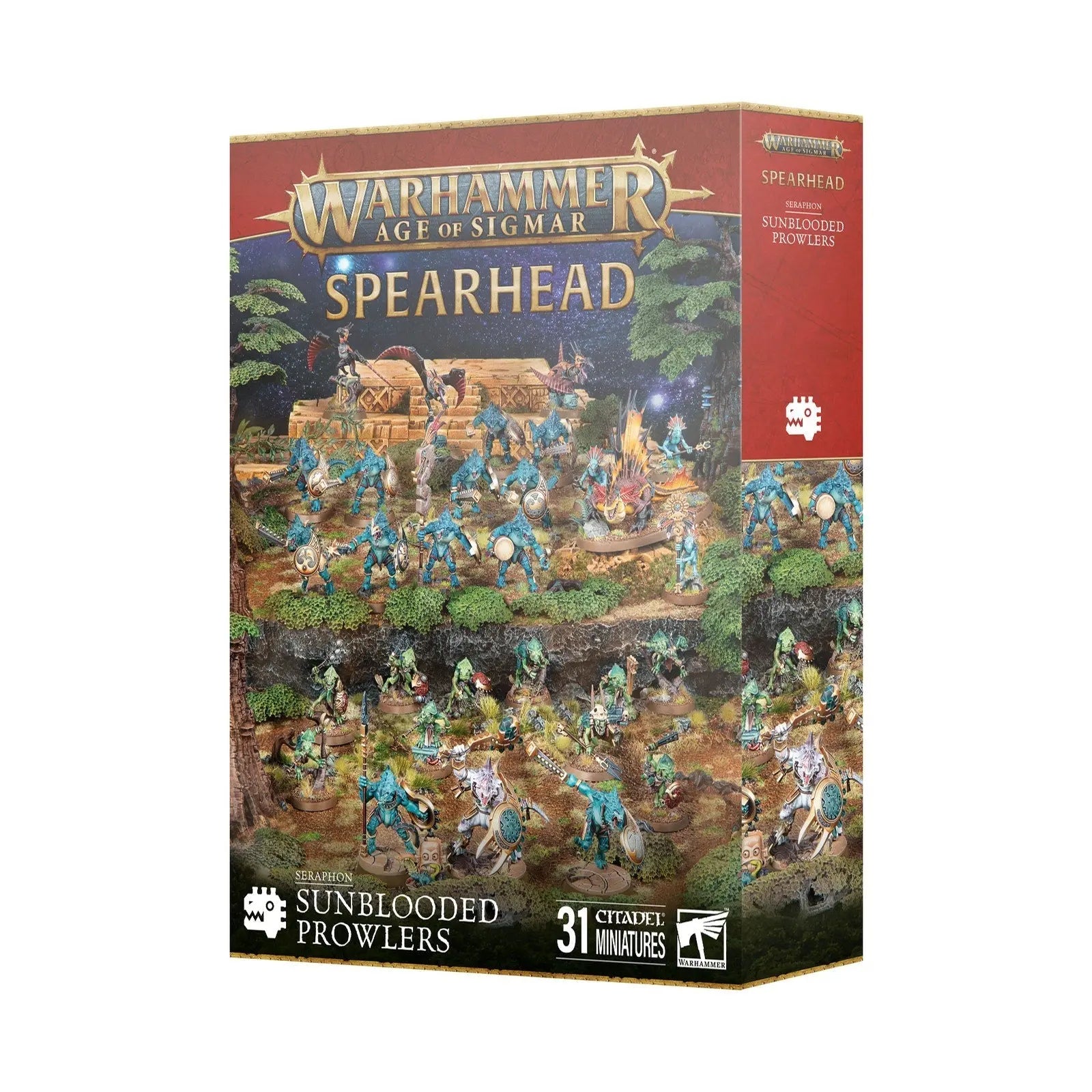 Warhammer Age of Sigmar Seraphon Spearhead: Sunblooded Prowlers - 31 Miniatures Set | Complete Tactical Strike Force - MOD Shop LLC