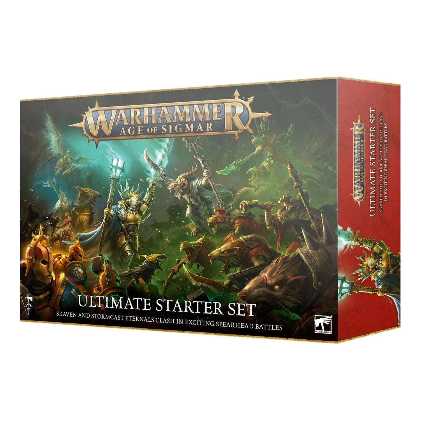 Warhammer Age of Sigmar Ultimate Starter Set 2024 - Complete Battle Ready Game with Stormcast Eternals vs Skaven Armies, 37 Push - Fit Miniatures, Gaming Mat & Spearhead Rules for Tabletop War Gaming - MOD Shop LLC