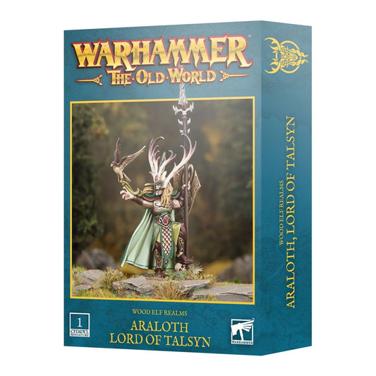 Warhammer Old World Wood Elf Realms Araloth Lord of Talsyn Plastic Miniature Games Workshop Hero Character Kit with Skaryn Hawk - MOD Shop LLC