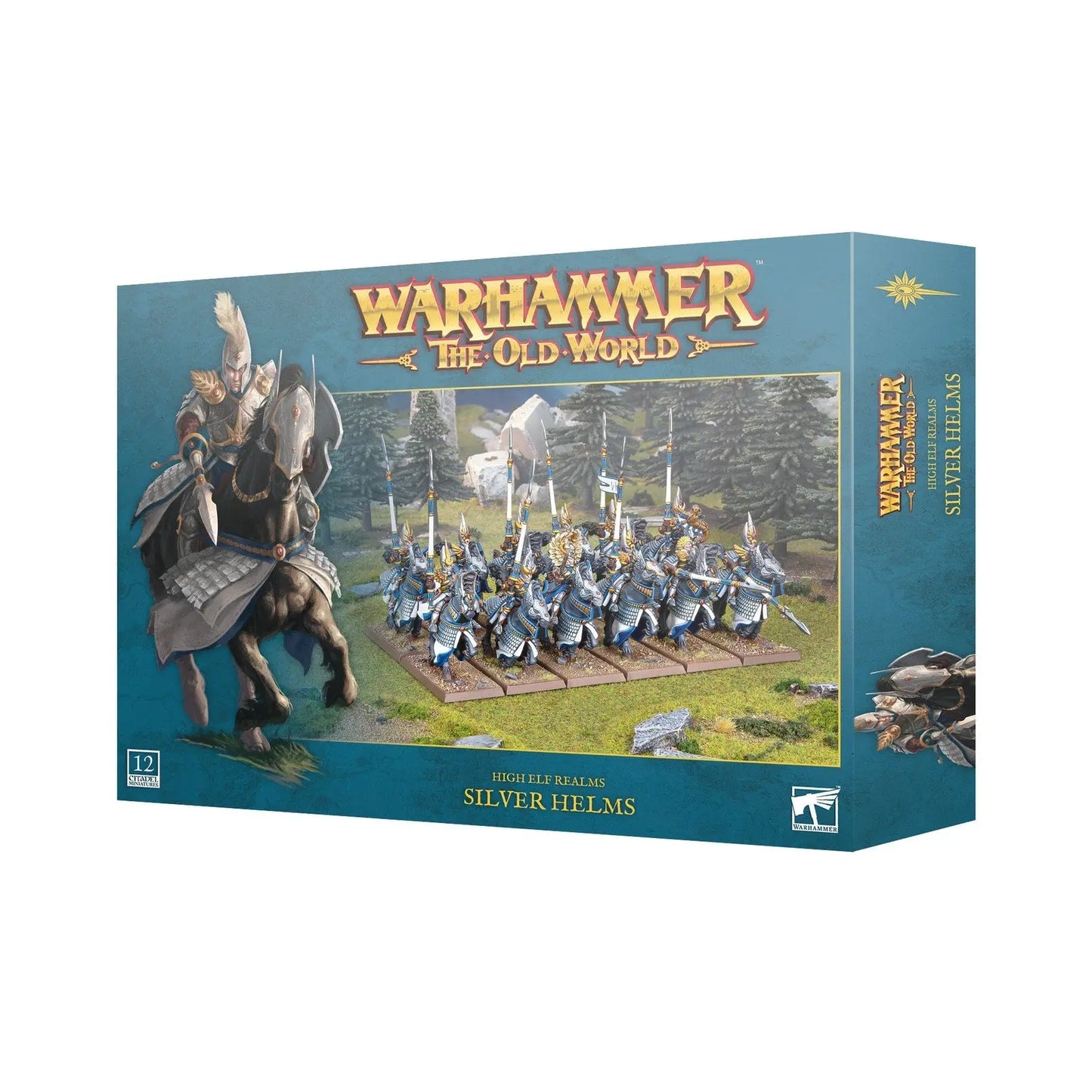 Warhammer: The Old World High Elf Realms Silver Helms - 12 Elite Heavy Cavalry Miniatures | Games Workshop Plastic Kit - MOD Shop LLC