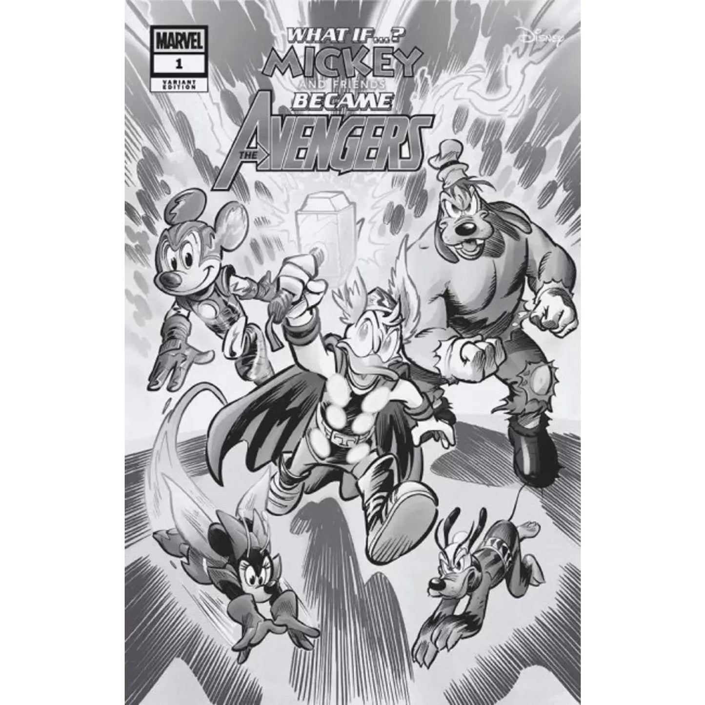 What If...? Mickey & Friends Became Avengers 1G Incentive B&W Variant (1:100) - MOD Shop LLC