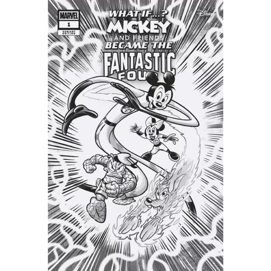 What If Mickey & Friends Fantastic 4 1G Pastrovicchio Incentive B&W Var (1:100) - MOD Shop LLC