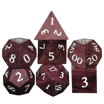 Wooden Dice Purpleheart Wood - Dice Set - 7 pc Set - MOD Shop LLC