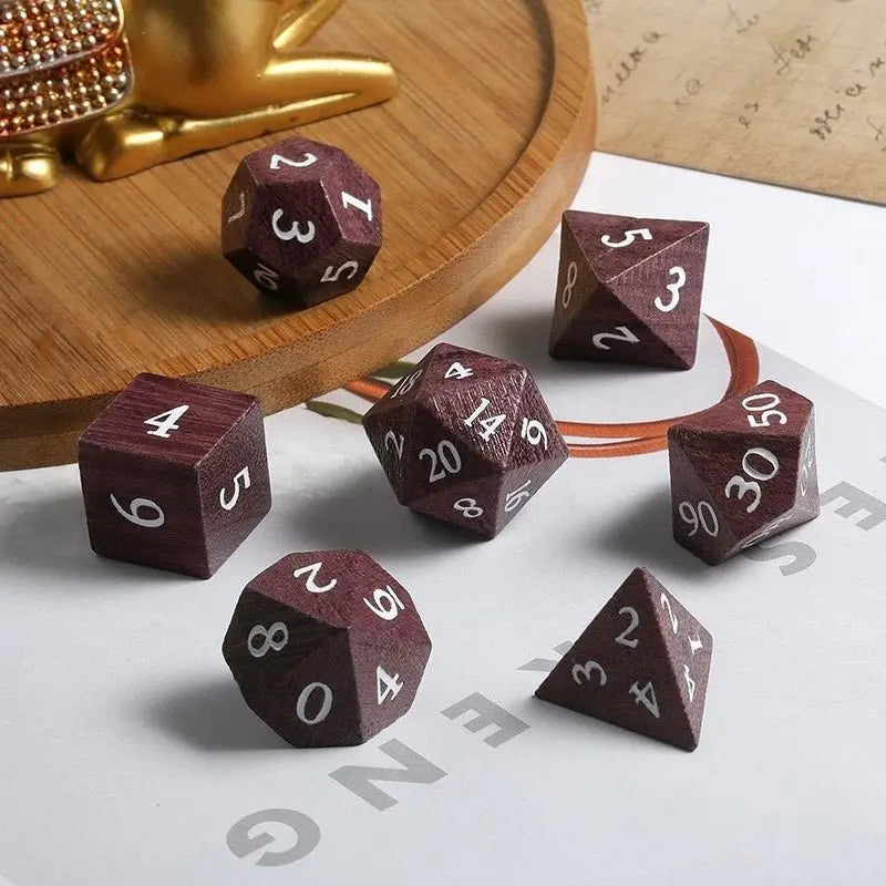 Wooden Dice Purpleheart Wood - Dice Set - 7 pc Set - MOD Shop LLC